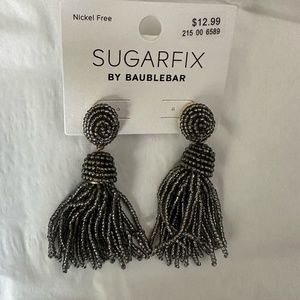 SugarFix by BaubleBar Polished Beaded Tassel Earrings Gray